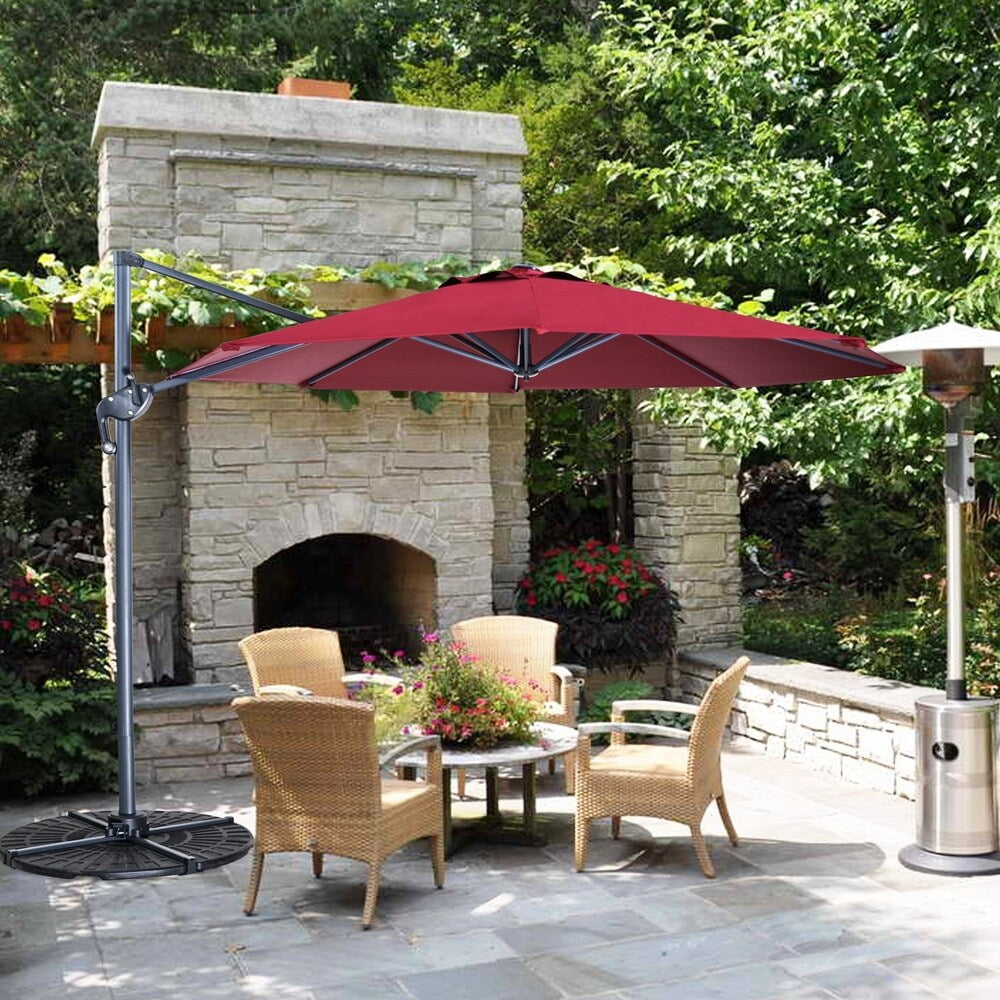 10 Ft Patio Umbrella Offset Cantilever Hanging Umbrella, Burgundy