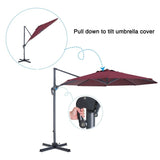 10 Ft Patio Umbrella Offset Cantilever Hanging Umbrella, Burgundy