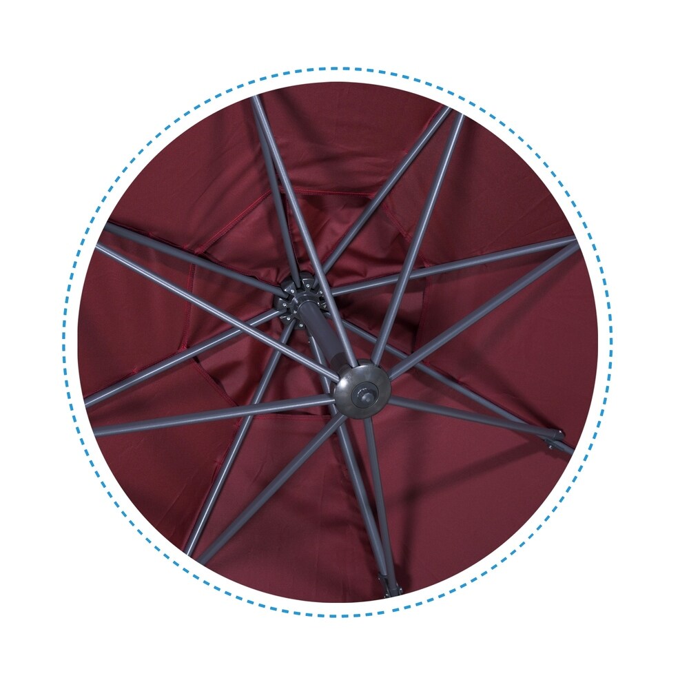 10 Ft Patio Umbrella Offset Cantilever Hanging Umbrella, Burgundy