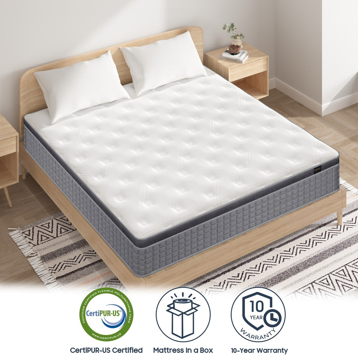 10 Inch Pillow Top Pocket Spring Mattress for Motion Isolation