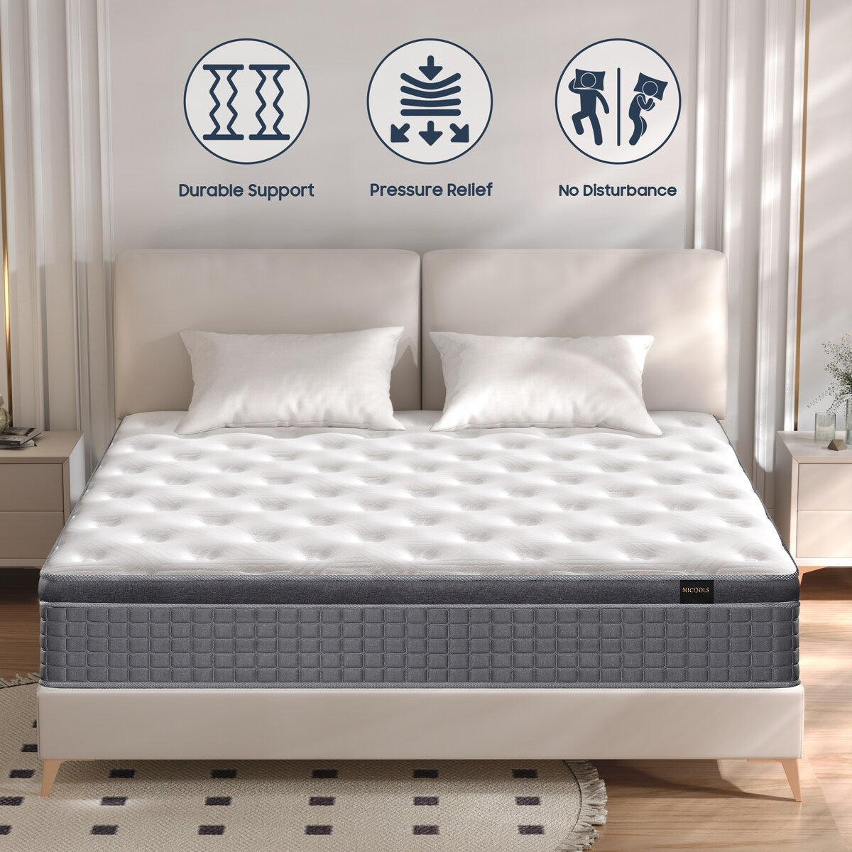 10 Inch Pillow Top Pocket Spring Mattress for Motion Isolation