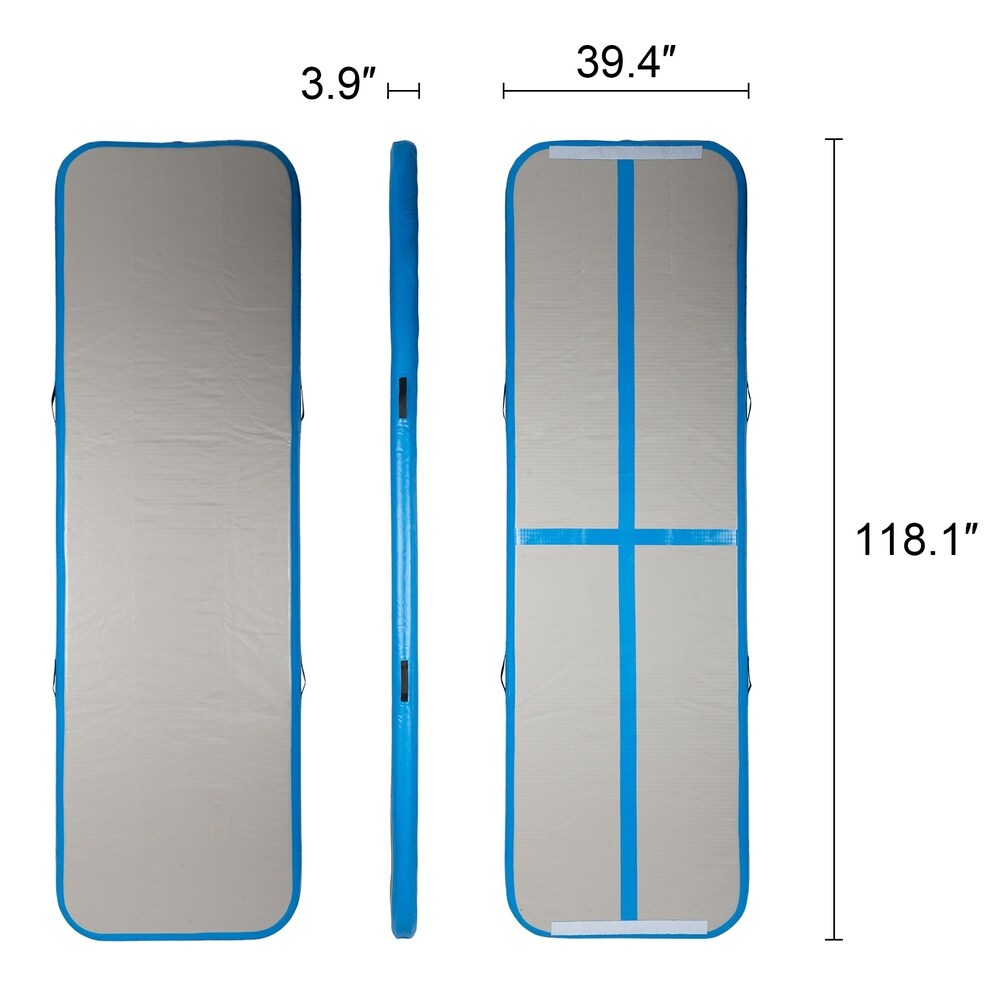 10' Inflatable Gymnastics Air Track Tumbling Mat with Hand Pump