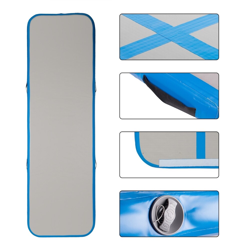 10' Inflatable Gymnastics Air Track Tumbling Mat with Hand Pump