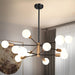 10-Light Sputnik Chandelier, Black and Gold Chandeliers Pendant Lighting, Modern Farmhouse Light Fixture Mid Century Brass