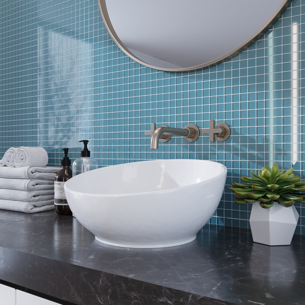 Apollo tile 12" x 12" Colorway Glossy Sky Blue Glass Tile (9.67 sq ft/case) - 10 Pack