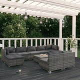 10 Piece Patio Lounge Set with Cushions Gray Poly Rattan