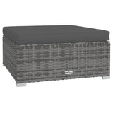 10 Piece Patio Lounge Set with Cushions Gray Poly Rattan