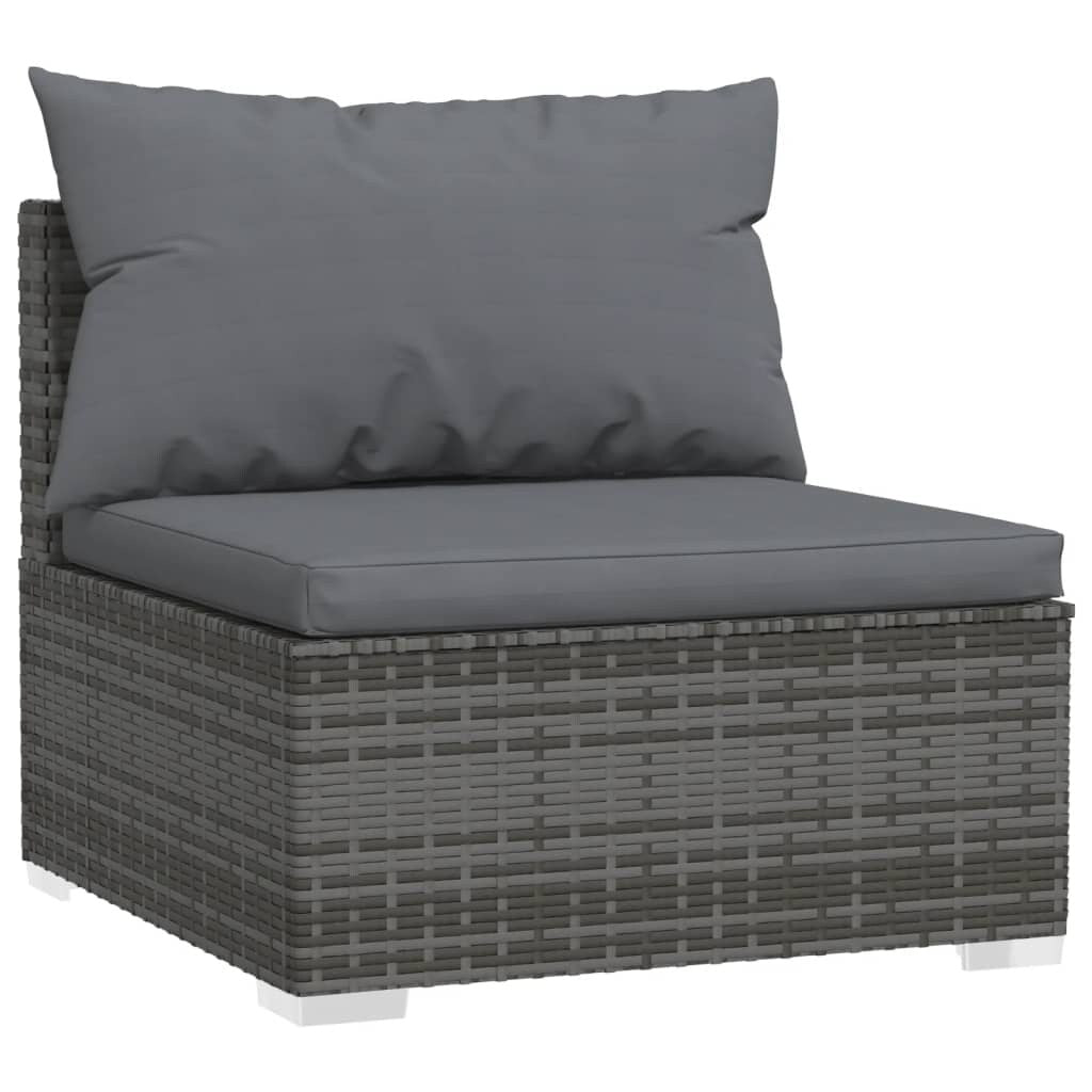 10 Piece Patio Lounge Set with Cushions Gray Poly Rattan