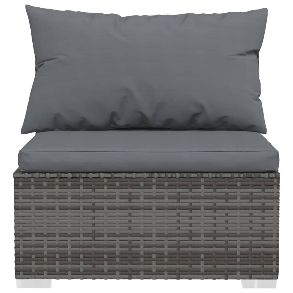 10 Piece Patio Lounge Set with Cushions Gray Poly Rattan