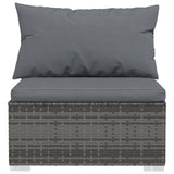 10 Piece Patio Lounge Set with Cushions Gray Poly Rattan