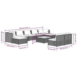 10 Piece Patio Lounge Set with Cushions Gray Poly Rattan
