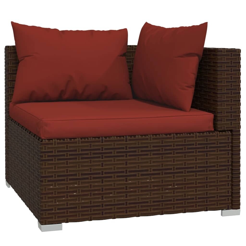 10 Piece Patio Lounge Set with Cushions Poly Rattan Brown