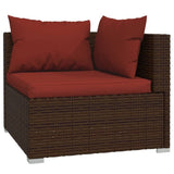 10 Piece Patio Lounge Set with Cushions Poly Rattan Brown