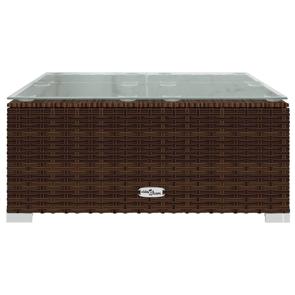 10 Piece Patio Lounge Set with Cushions Poly Rattan Brown