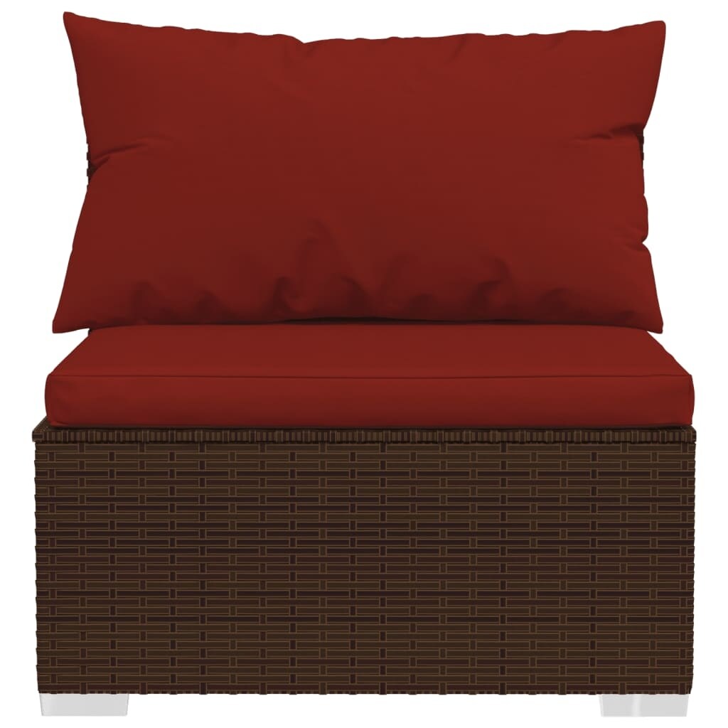 10 Piece Patio Lounge Set with Cushions Poly Rattan Brown