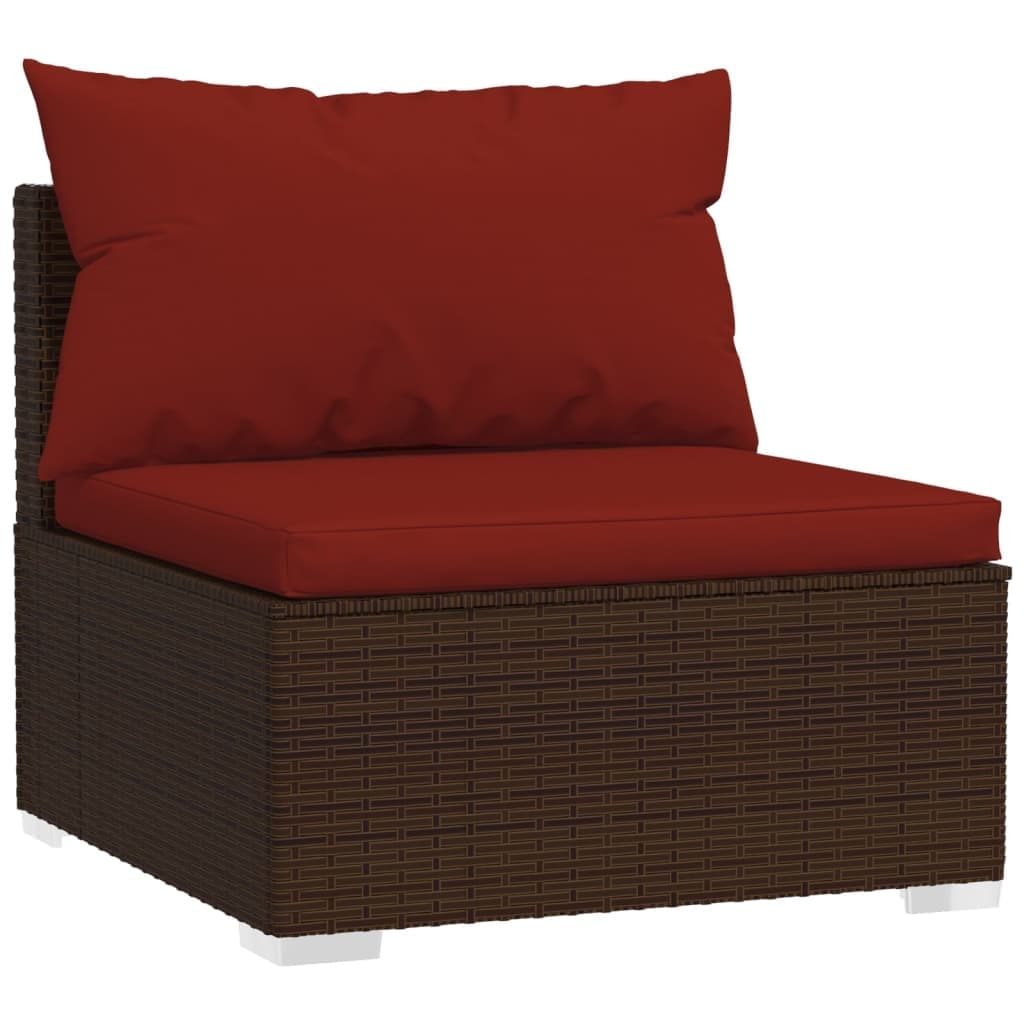 10 Piece Patio Lounge Set with Cushions Poly Rattan Brown