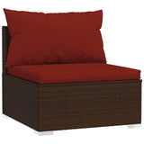 10 Piece Patio Lounge Set with Cushions Poly Rattan Brown