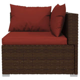 10 Piece Patio Lounge Set with Cushions Poly Rattan Brown