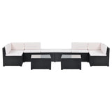 10-Piece Patio Rattan PE Wicker Furniture Corner Sofa Set