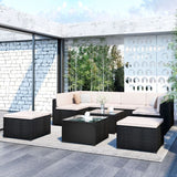 10-Piece Patio Rattan PE Wicker Furniture Corner Sofa Set