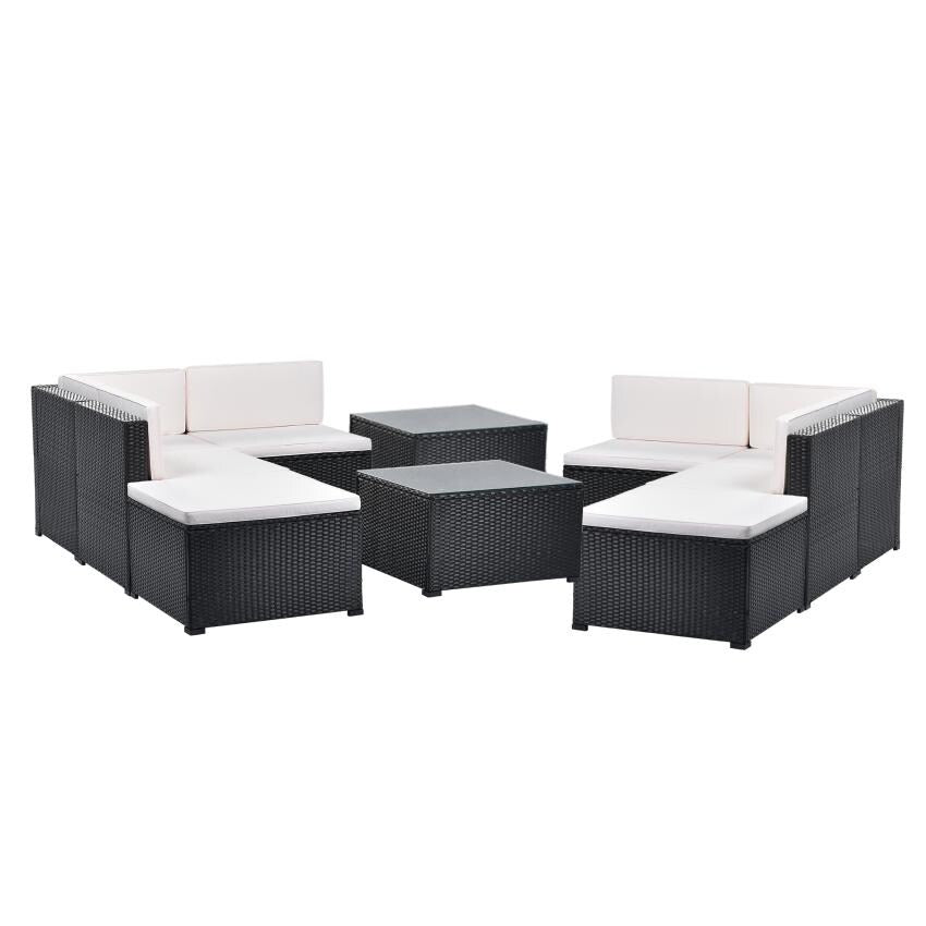 10-Piece Patio Rattan PE Wicker Furniture Corner Sofa Set