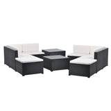 10-Piece Patio Rattan PE Wicker Furniture Corner Sofa Set