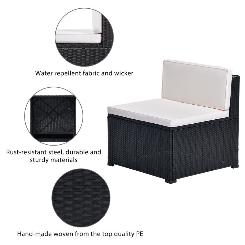10-Piece Patio Rattan PE Wicker Furniture Corner Sofa Set