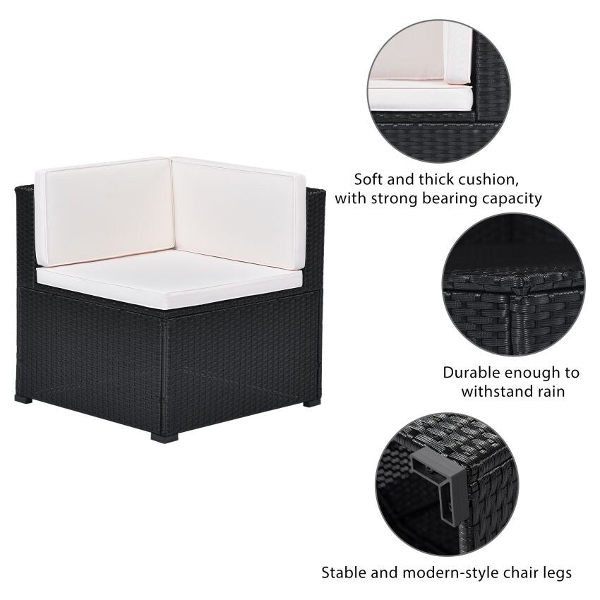 10-Piece Patio Rattan PE Wicker Furniture Corner Sofa Set