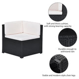 10-Piece Patio Rattan PE Wicker Furniture Corner Sofa Set