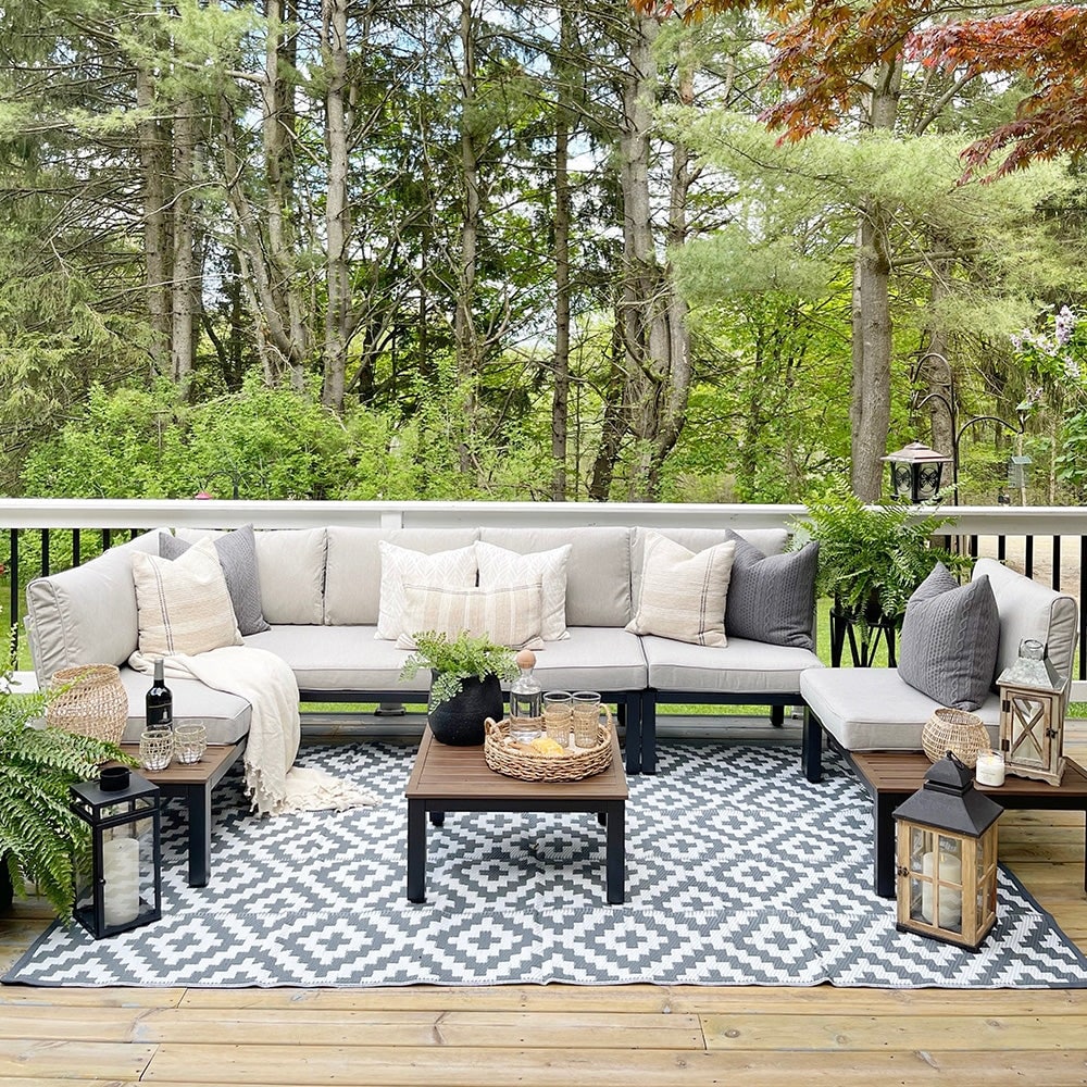 10-Seat Patio Sectional sofa set, E-coating Steel frame Conversation S