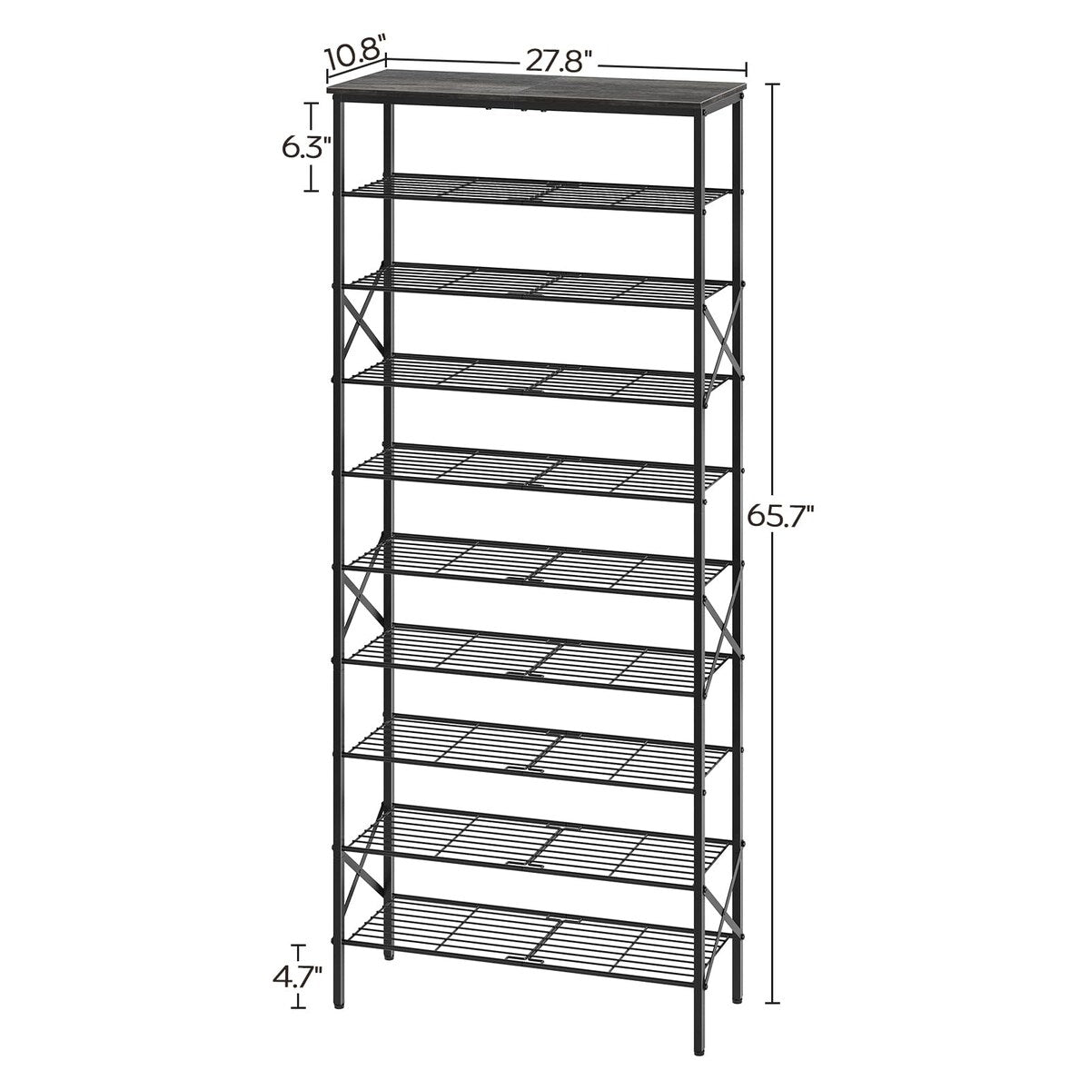 10 Tier Shoe Rack, Shoe Storage Organizer, Large Capacity Shoe Shelf Holds 40 Pairs of Shoes, Durable and Stable