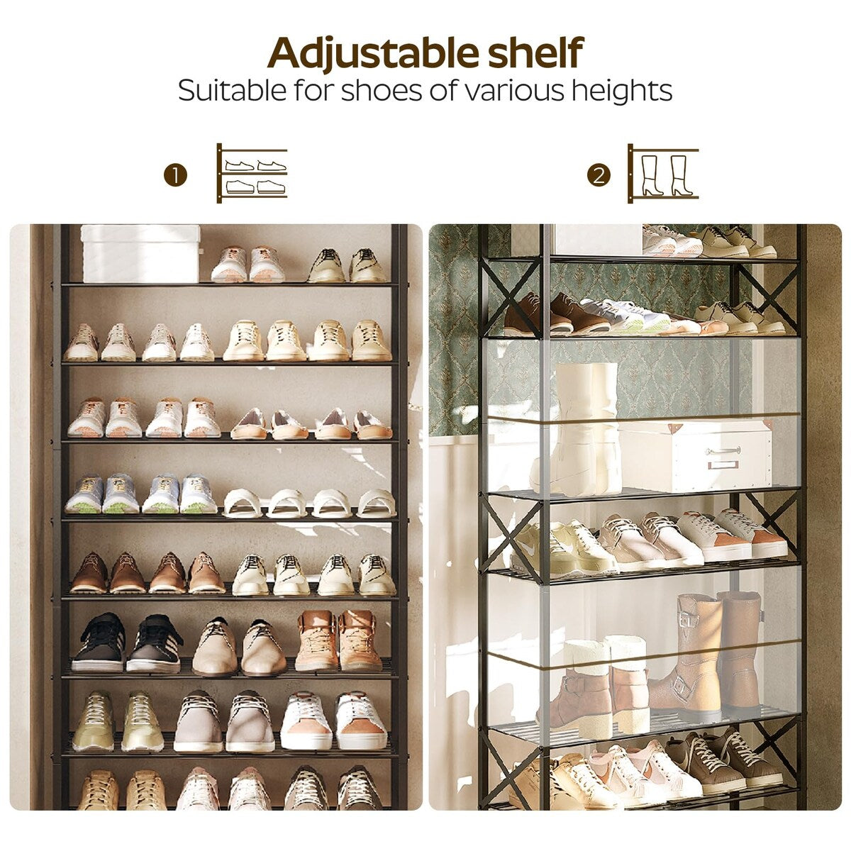 10 Tier Shoe Rack, Shoe Storage Organizer, Large Capacity Shoe Shelf Holds 40 Pairs of Shoes, Durable and Stable