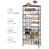 10 Tier Shoe Rack, Shoe Storage Organizer, Large Capacity Shoe Shelf Holds 40 Pairs of Shoes, Durable and Stable