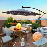 10 ft Outdoor Patio Umbrella Solar Powered with LED Lighted Grey