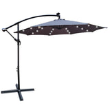 10 ft Outdoor Patio Umbrella Solar Powered with LED Lighted Grey