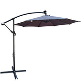 10 ft Outdoor Patio Umbrella Solar Powered with LED Lighted Grey