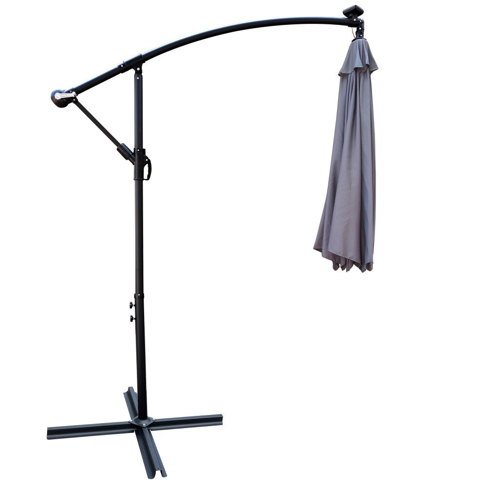 10 ft Outdoor Patio Umbrella Solar Powered with LED Lighted Grey