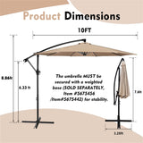 10 ft. Steel Cantilever Offset Outdoor Patio Umbrella with Crank Lift