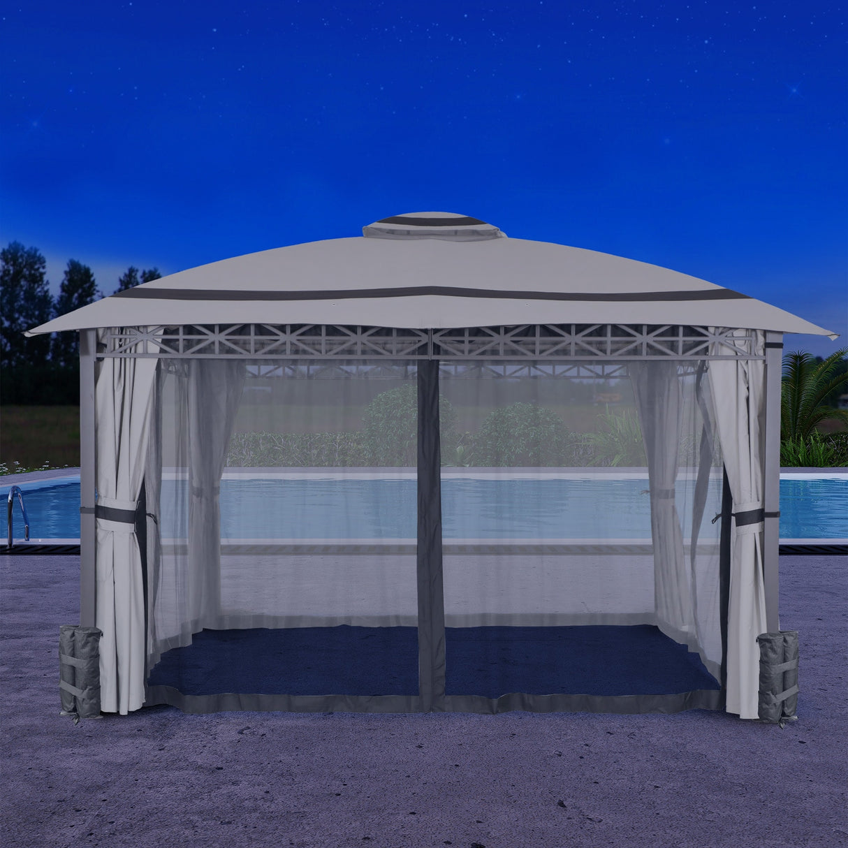 10 ft. x 12 ft.Soft Top Steel Outdoor Patio Gazebo with Mosquito Netting