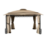 10 ft. x 12 ft.Soft Top Steel Outdoor Patio Gazebo with Mosquito Netting