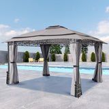 10 ft. x 12 ft.Soft Top Steel Outdoor Patio Gazebo with Mosquito Netting