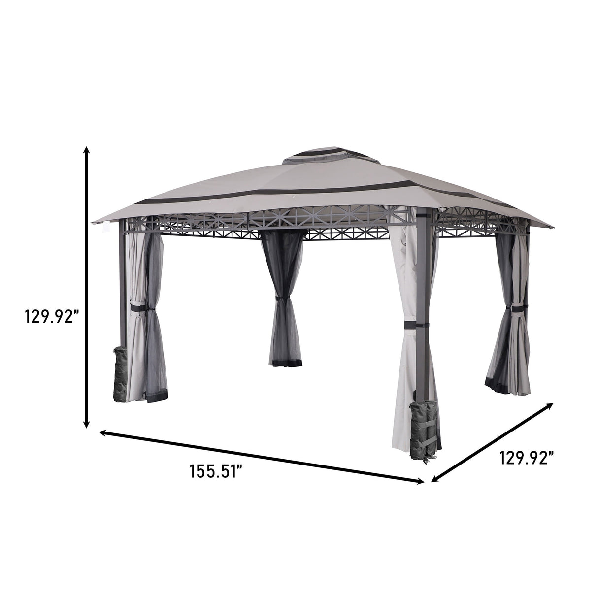 10 ft. x 12 ft.Soft Top Steel Outdoor Patio Gazebo with Mosquito Netting