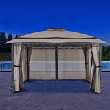 10 ft. x 12 ft.Soft Top Steel Outdoor Patio Gazebo with Mosquito Netting