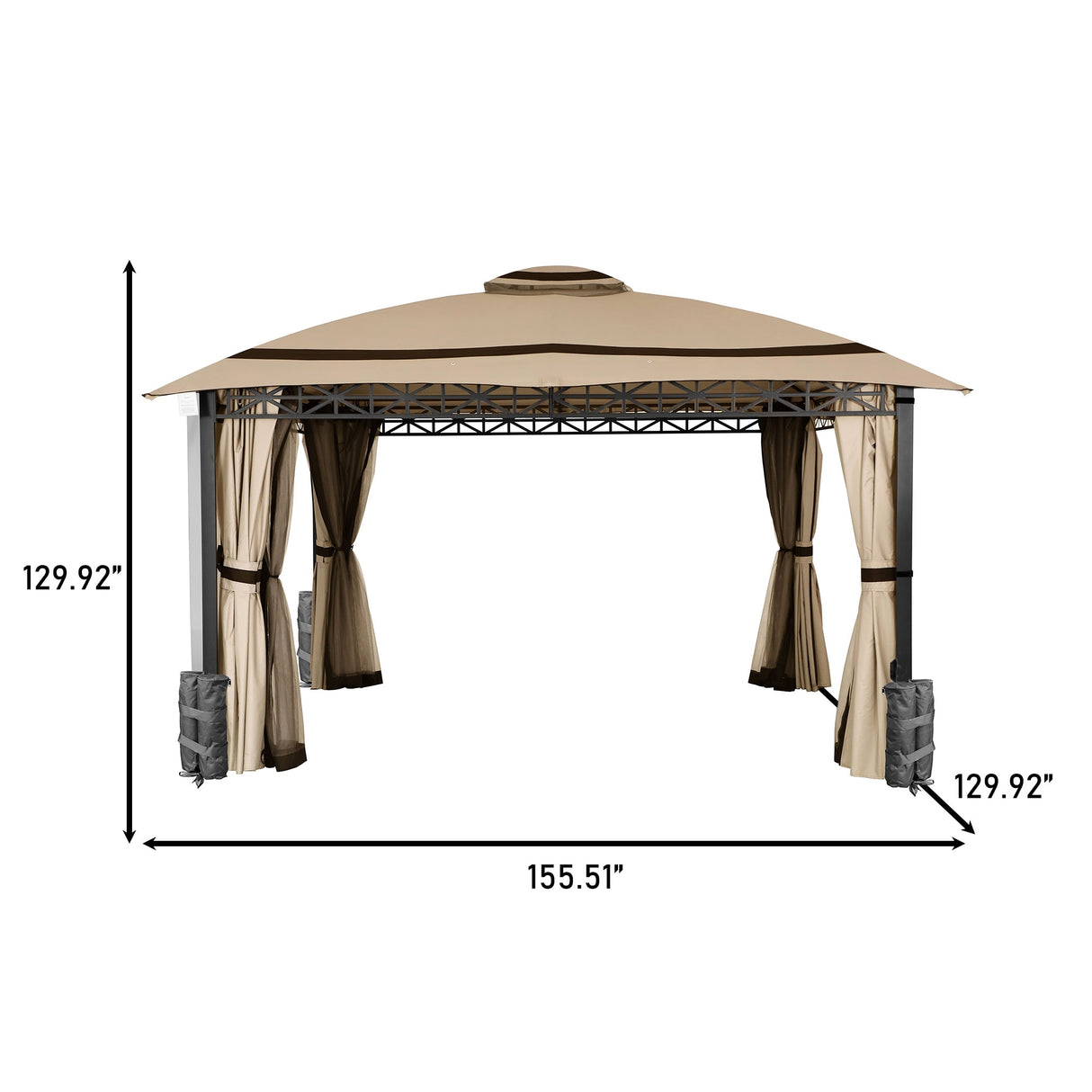 10 ft. x 12 ft.Soft Top Steel Outdoor Patio Gazebo with Mosquito Netting