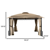 10 ft. x 12 ft.Soft Top Steel Outdoor Patio Gazebo with Mosquito Netting