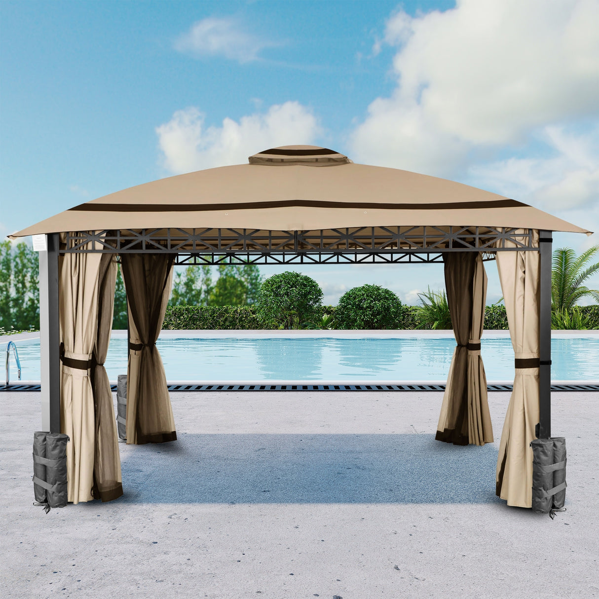 10 ft. x 12 ft.Soft Top Steel Outdoor Patio Gazebo with Mosquito Netting