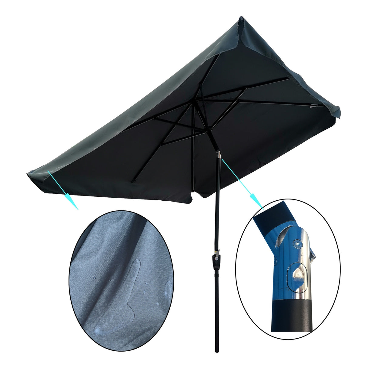 Market Patio Umbrella with Crank and Push Button Tilt