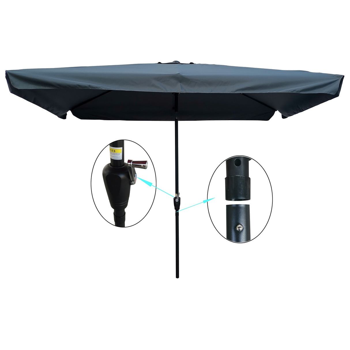 Market Patio Umbrella with Crank and Push Button Tilt