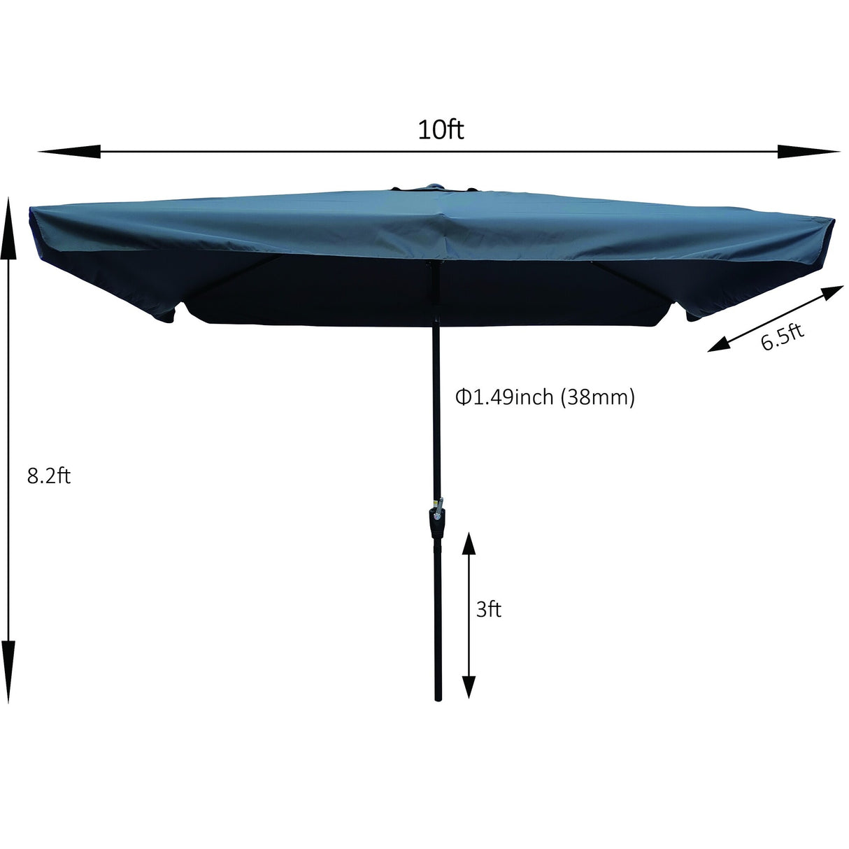 Market Patio Umbrella with Crank and Push Button Tilt