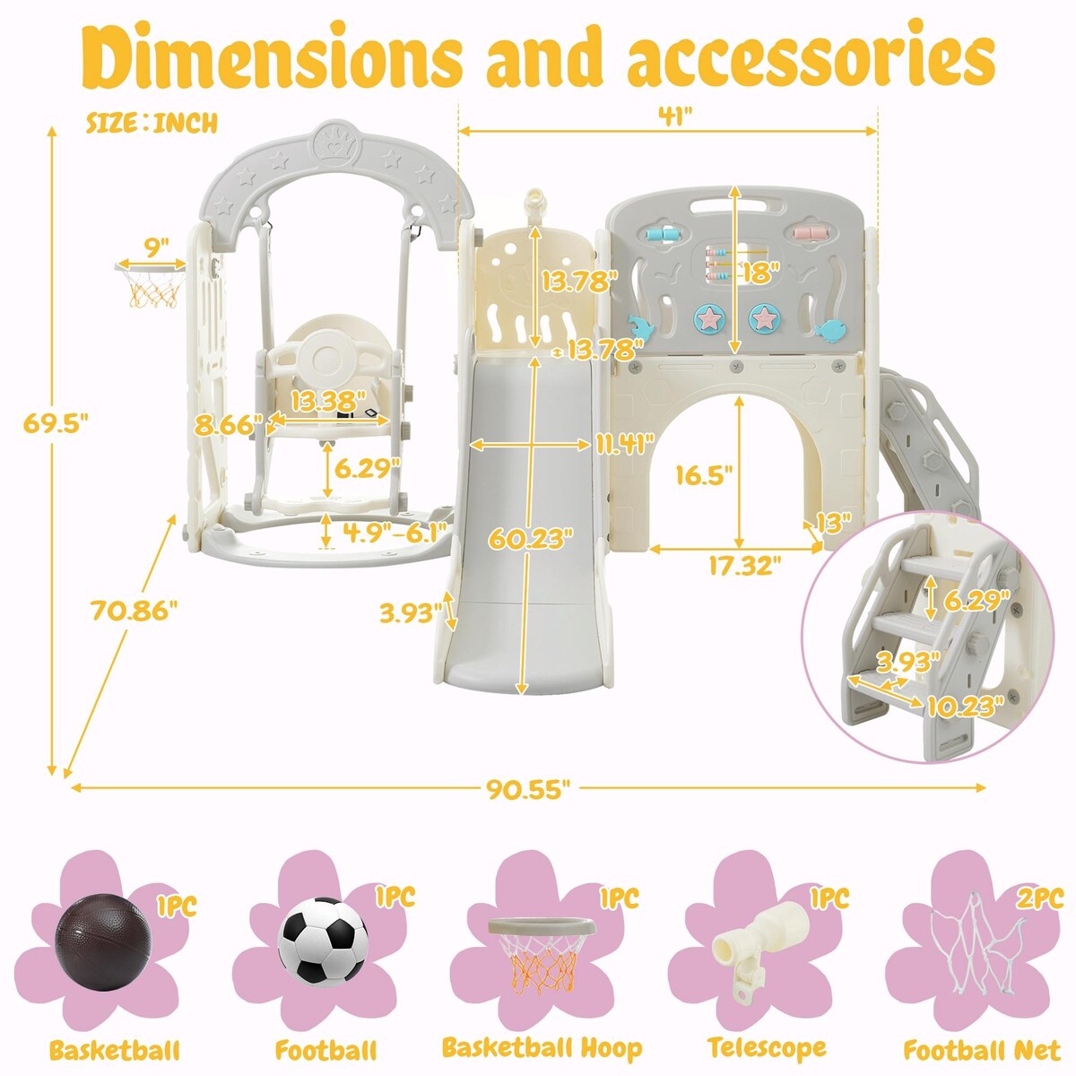 10-in-1 Toddler Slide and Swing Set